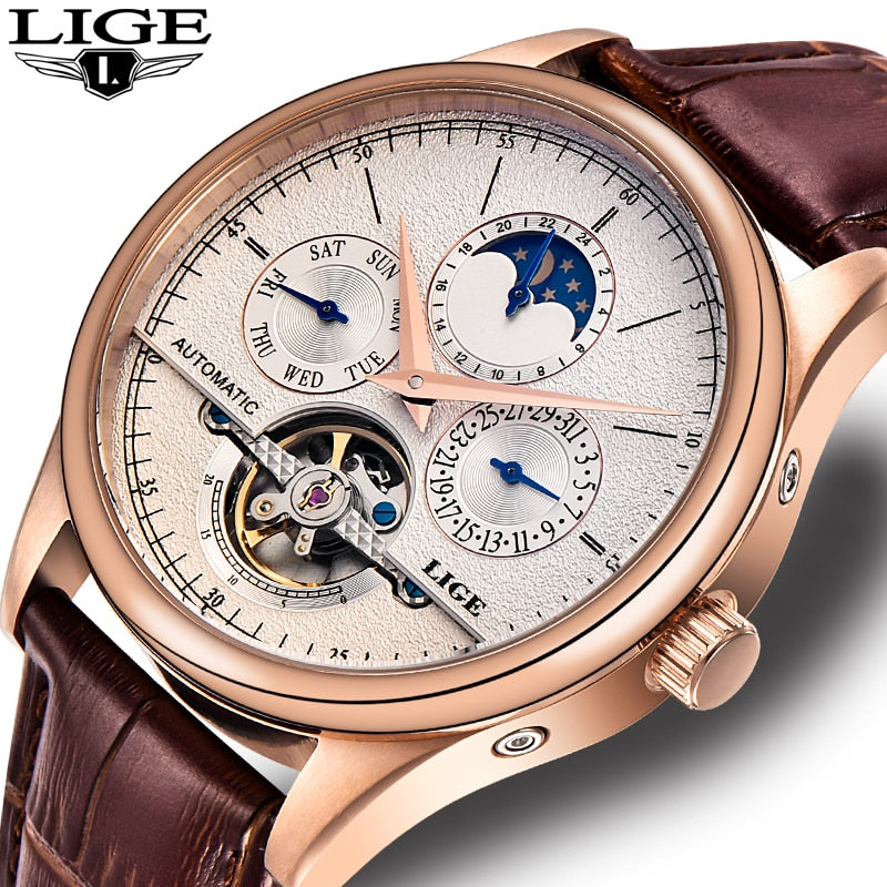 LIGE Brand Men Watches Automatic Mechanical Watch